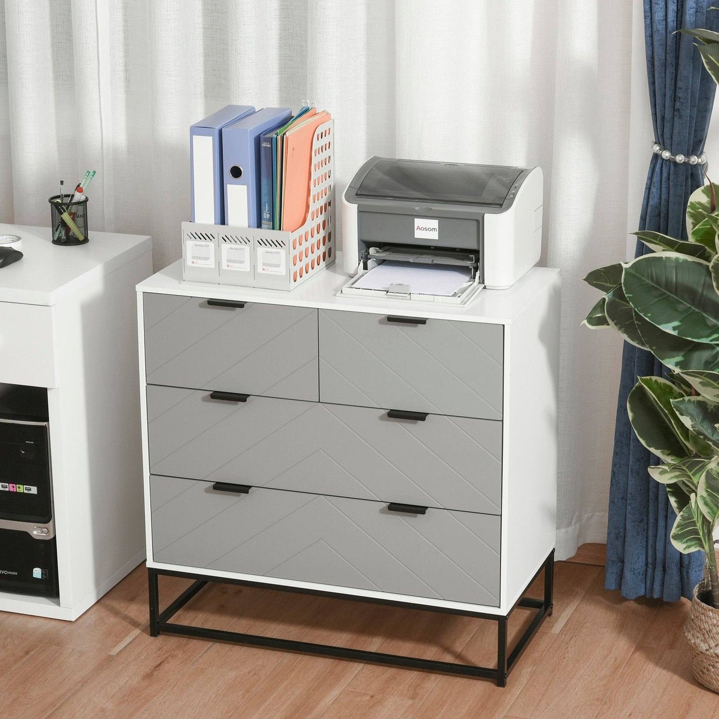 Chest of Drawers with Metal Handles Freestanding Dresser for Bedroom