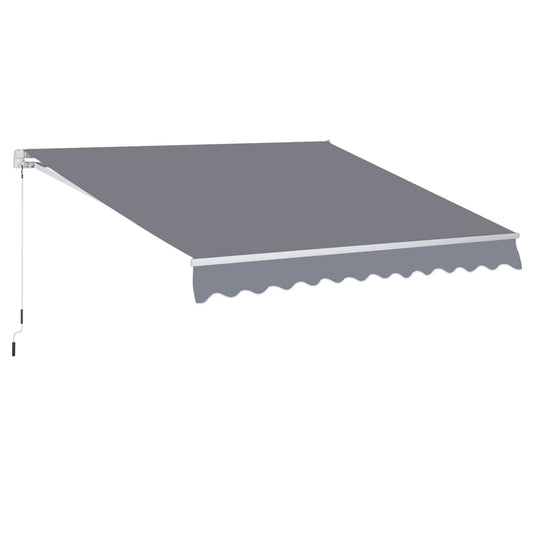 3 x 2.5m Manual Awning Canopy Sun Shade Shelter Retractable for Garden Grey