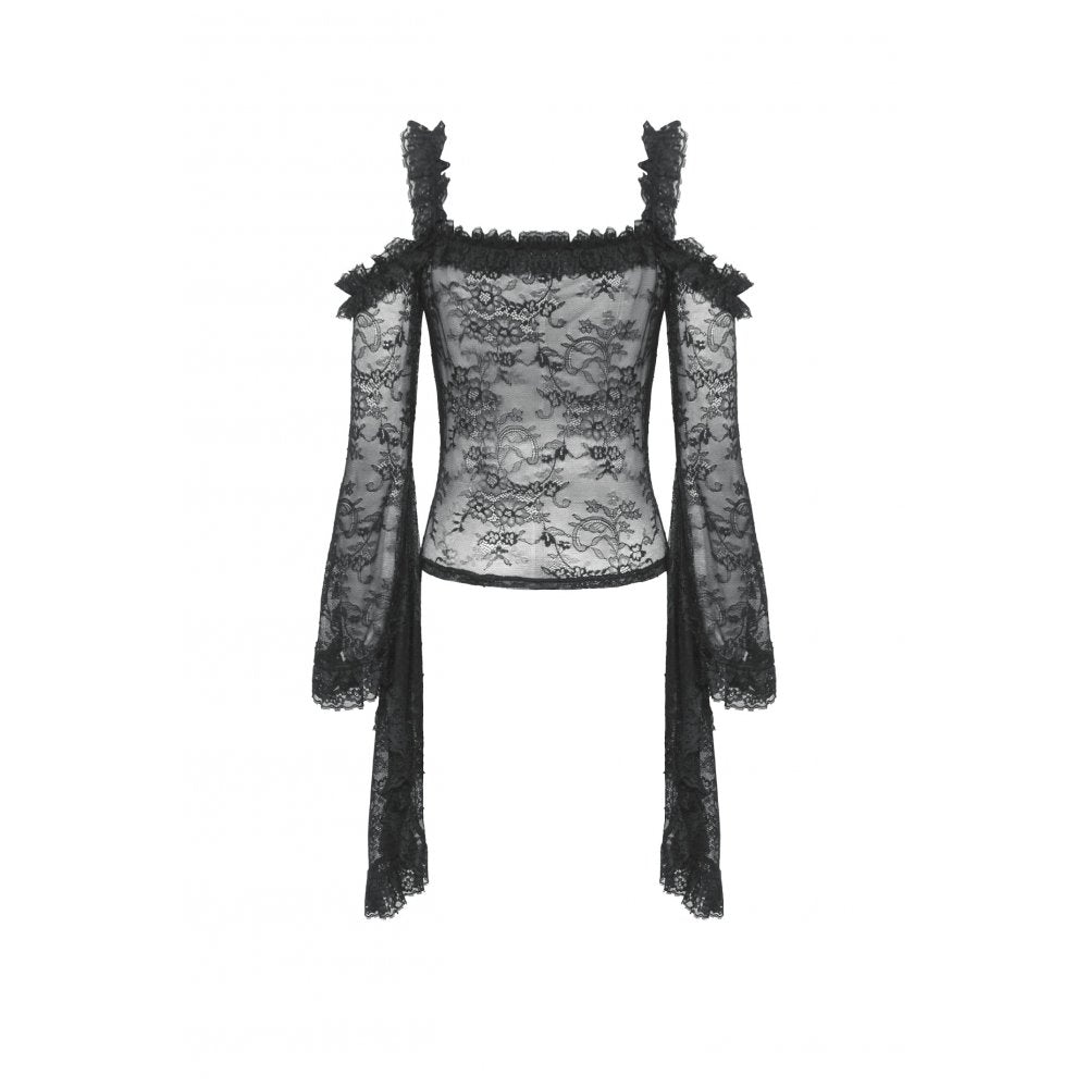 Dark in Love Delaney Gothic Romantic Lace Flare Sleeve Top