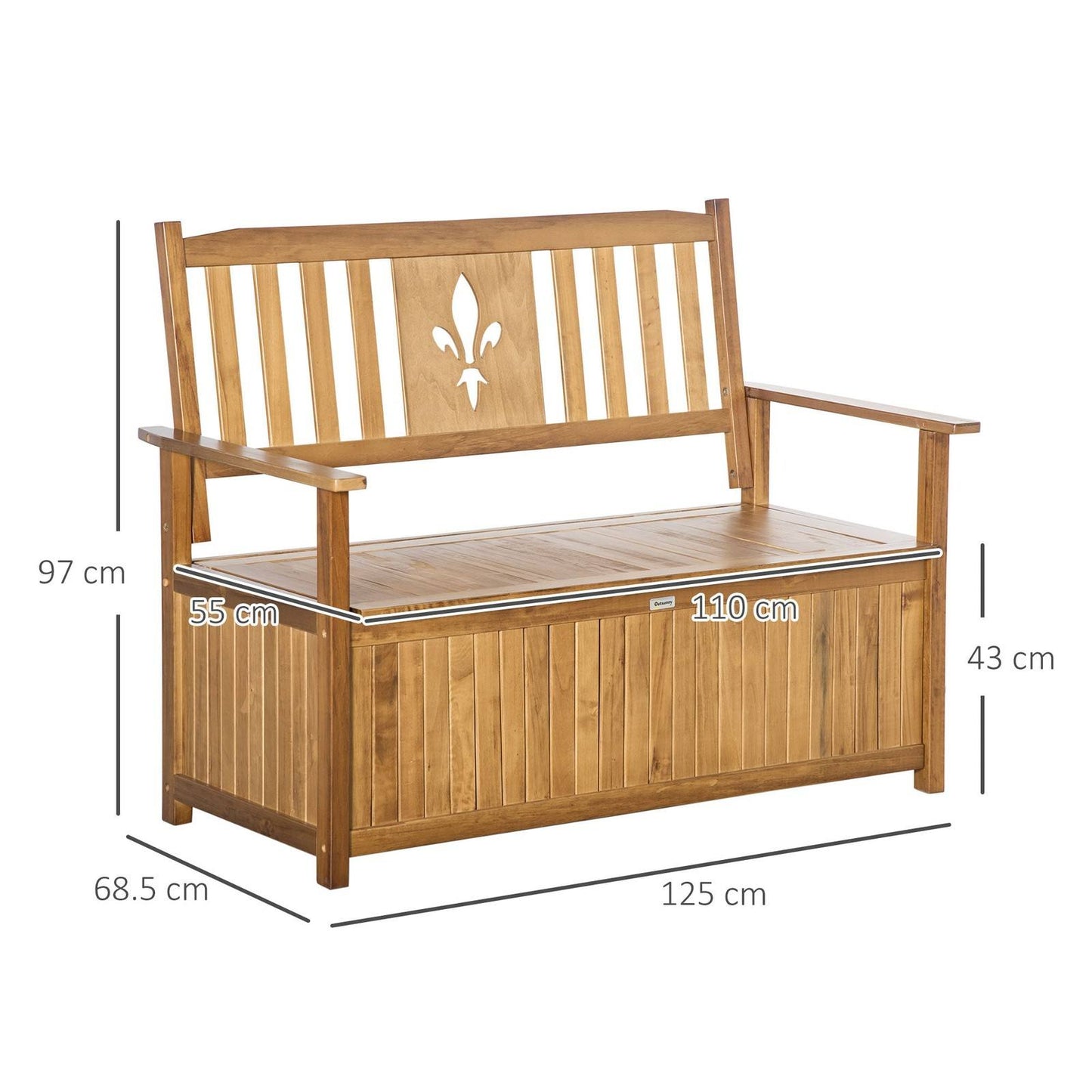 2 Seater Wood Garden Storage Bench