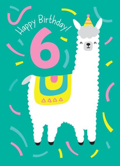 Happy Birthday Card - Age 6 (105 x 148 mm)