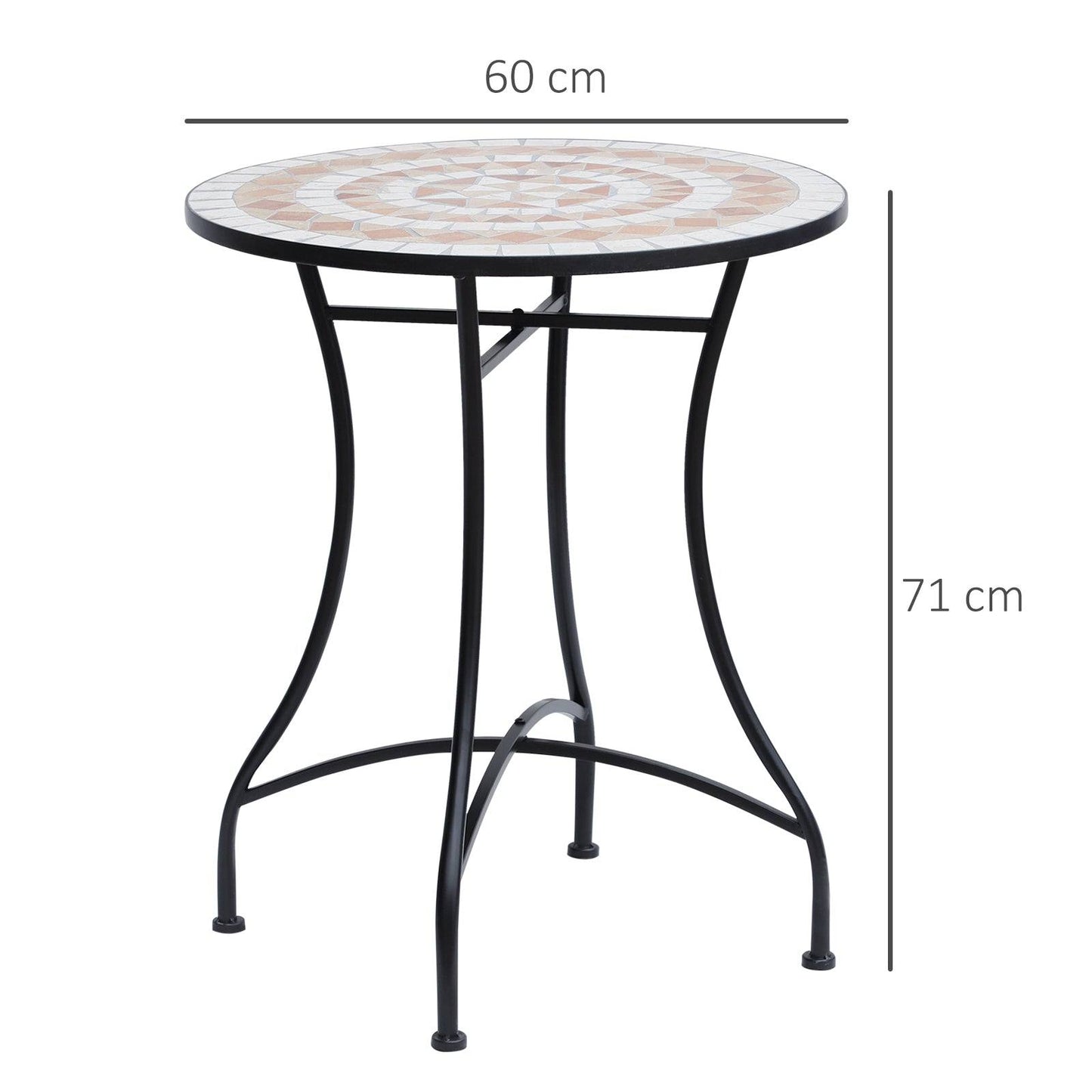 60cm Mosaic Round Bistro Table Side Bar Table Patio Garden Outdoor Balcony Furniture