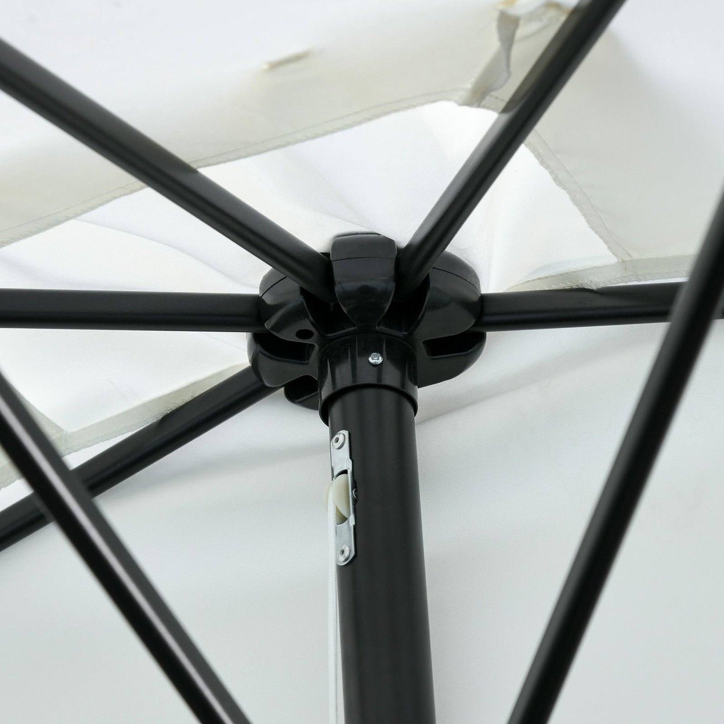 2.3m Half Round Parasol Umbrella Balcony Metal Frame Outdoor NO BASE Cream White