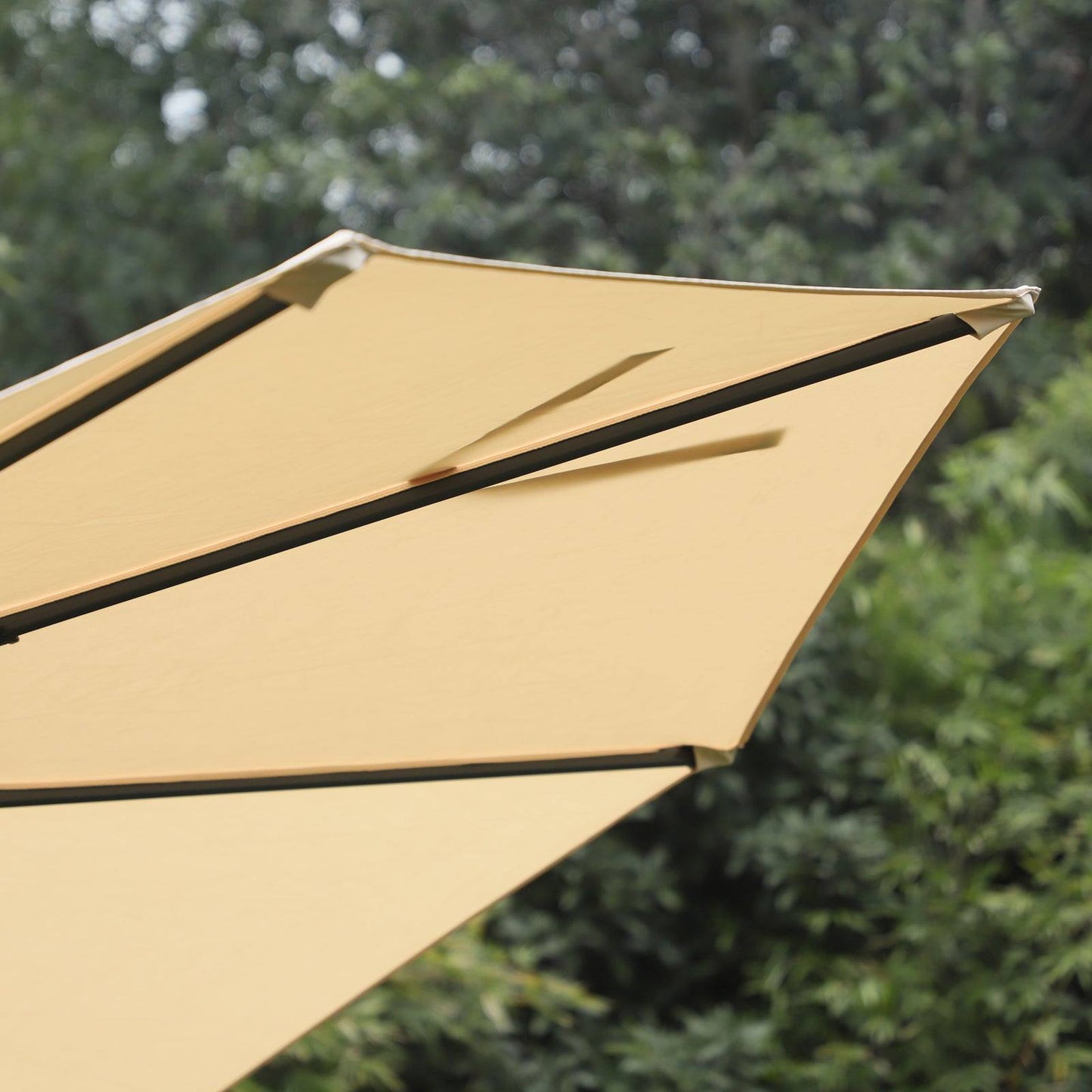 Round Umbrella Parasol W/ Tilt 360° Rotation and Hand Crank Cross Base-Beige