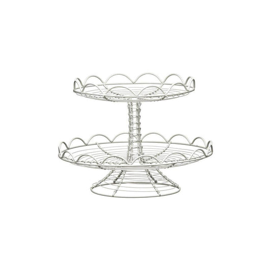 2 Tier Cream Wire Cake Stand