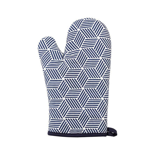 Modern Retro White Blue Single Oven Glove