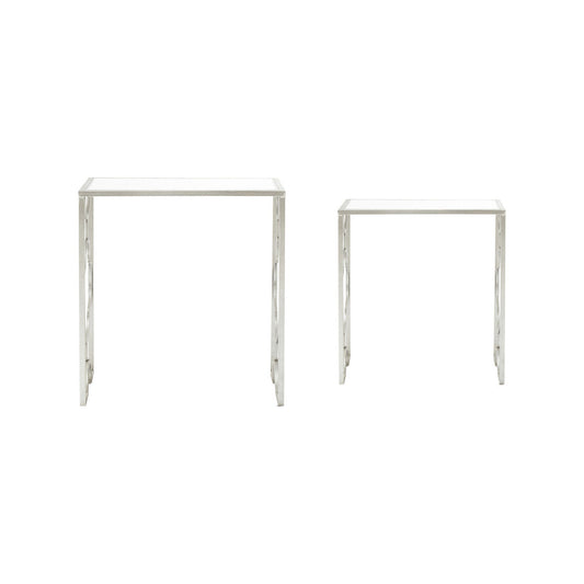 Merlin Set Of Two Silver Leaf Side Tables