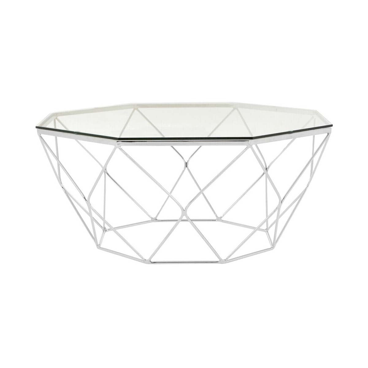 Allure Hexagon Tempered Glass Chrome Coffee Table
