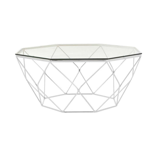Allure Hexagon Tempered Glass Chrome Coffee Table