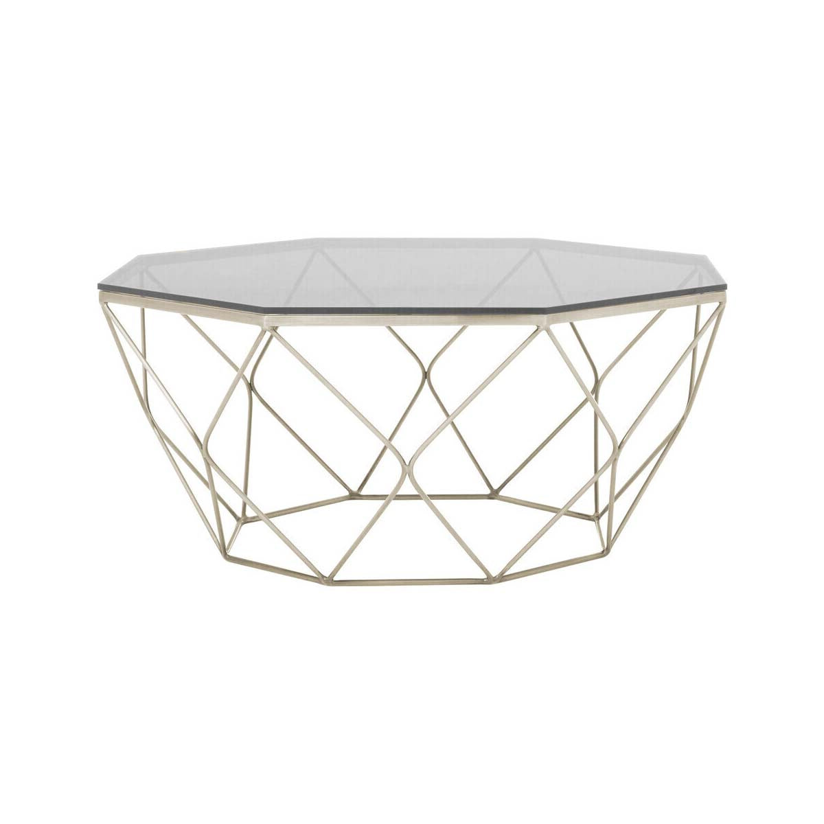 Allure Hexagon Coffee Table With Brushed Nickel Base