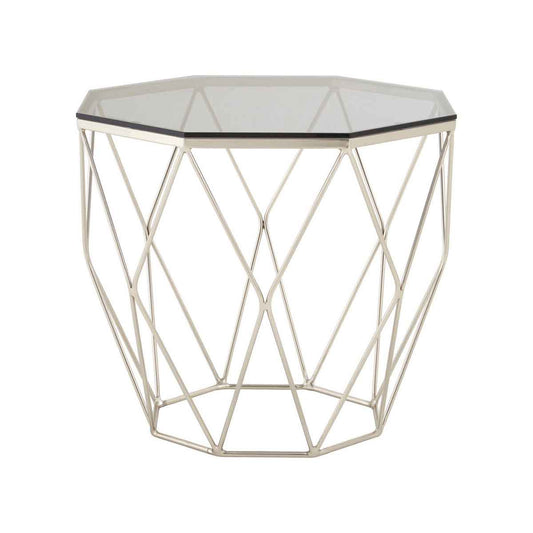 Allure Octagonal End Table With Brushed Nickel Base