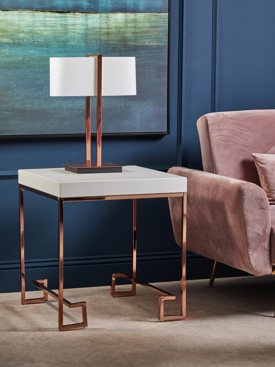 Allure Rose Gold Angled Legs End Table