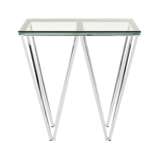 Allure Chrome End Table With Triangular Base