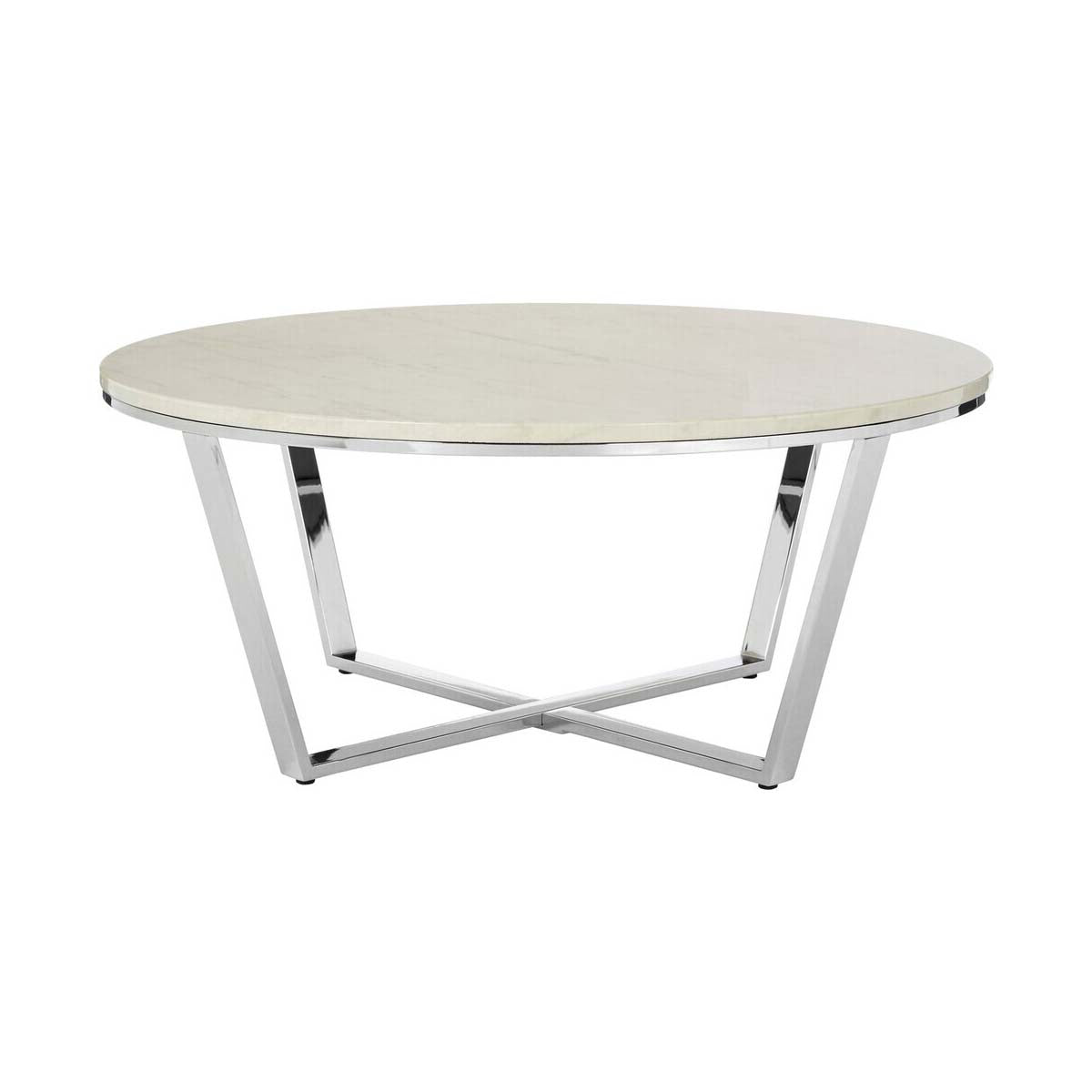 Allure Round White Faux Marble Coffee Table