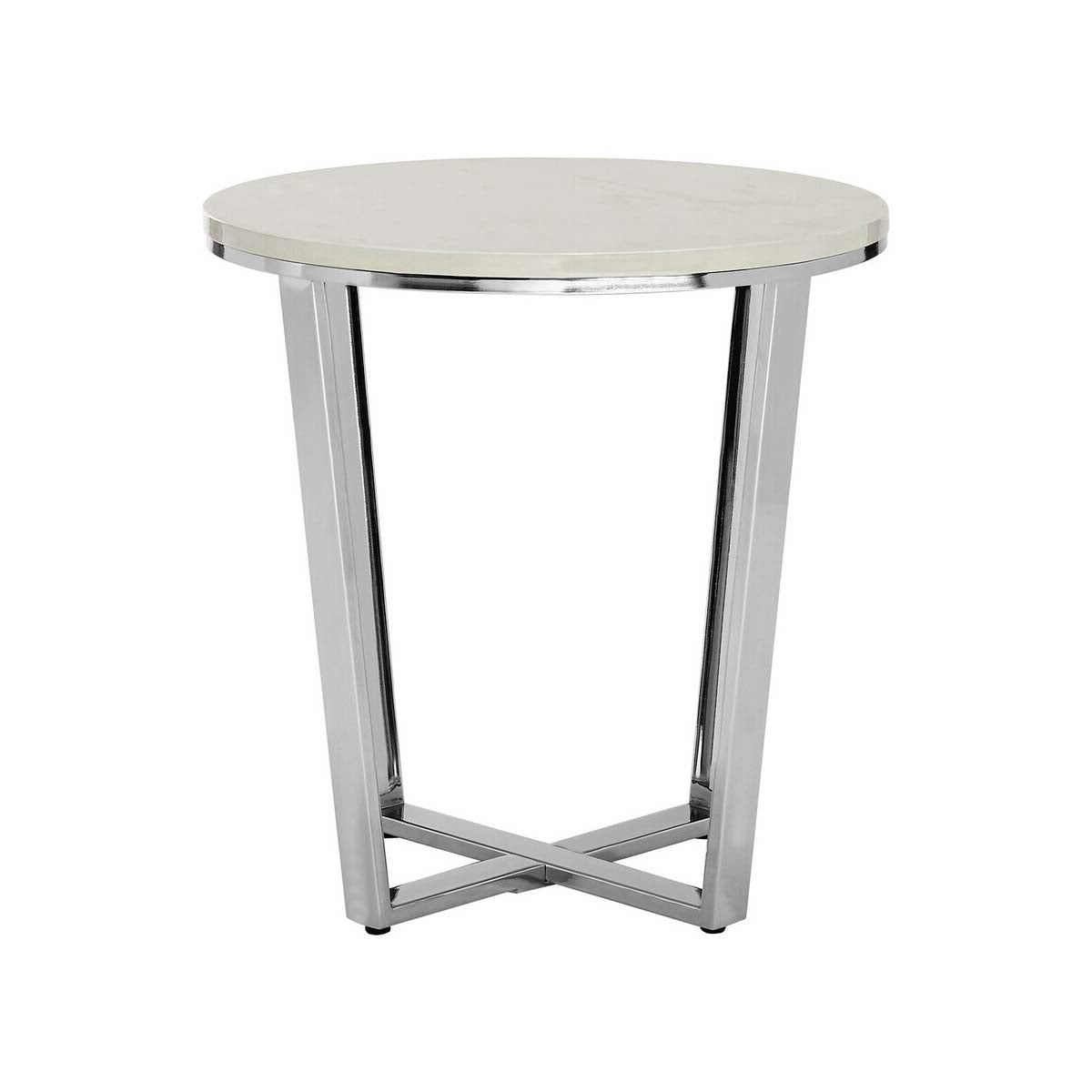 Allure Round White Faux Marble End Table