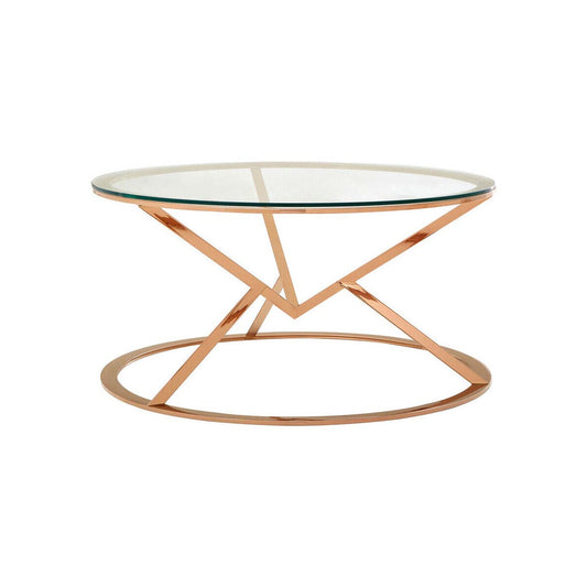 Allure Corseted Round Rose Gold Coffee Table
