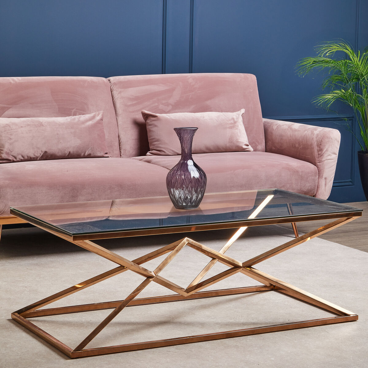 Allure Corseted Rose Gold Coffee Table