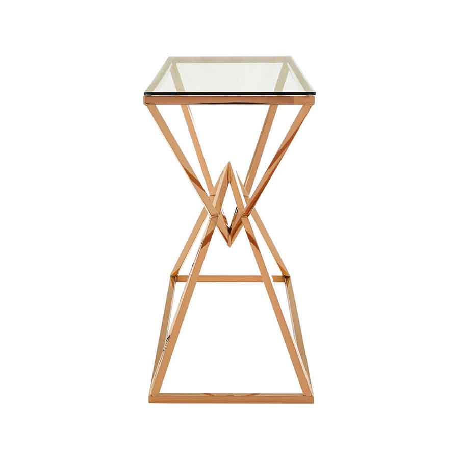 Allure Corseted Rose Gold Console Table