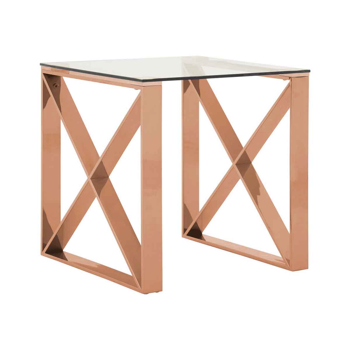 Allure Rose Gold Cross Legs End Table
