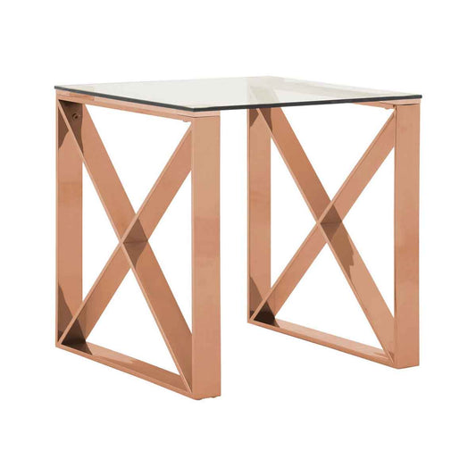 Allure Rose Gold Cross Legs End Table