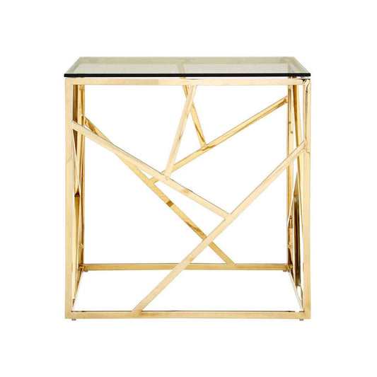 Allure Champagne Gold Geometric End Table
