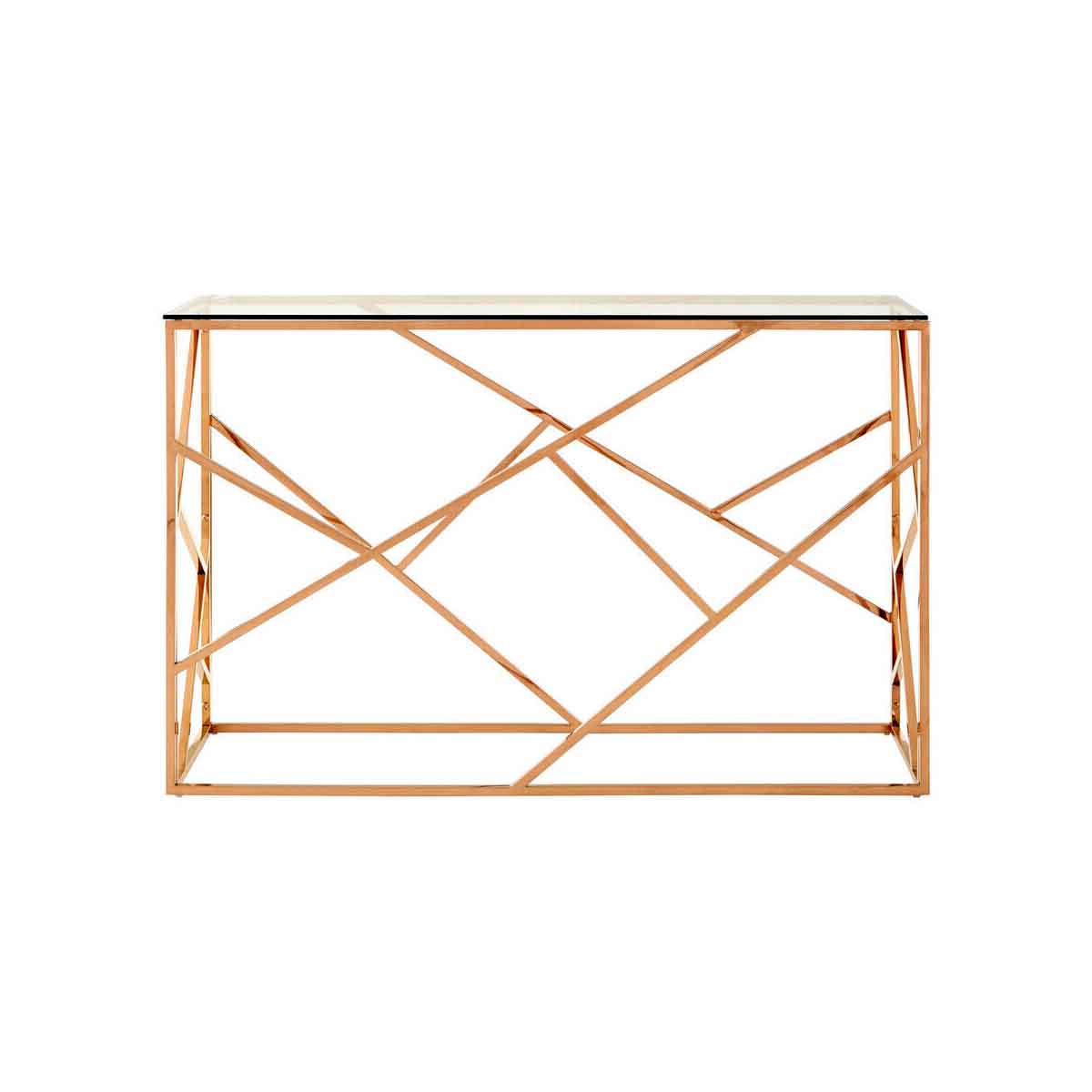 Allure Rose Gold Geometric Console Table