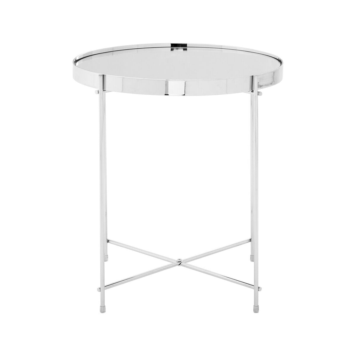 Allure Silver Mirrored Glass Round Side Table