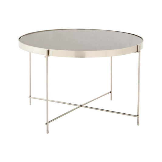 Allure Large Grey Mirror Round  Side Table