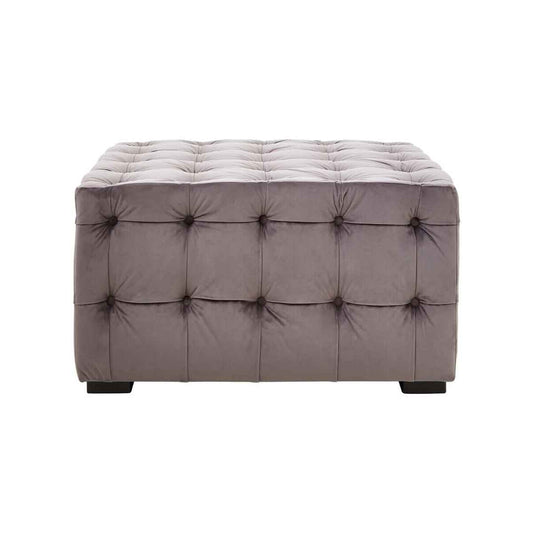 Stella Grey Velvet Button Tufted Stool