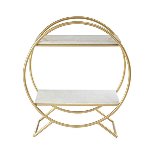 Nirav White Marble Gold Frame Gin Bar