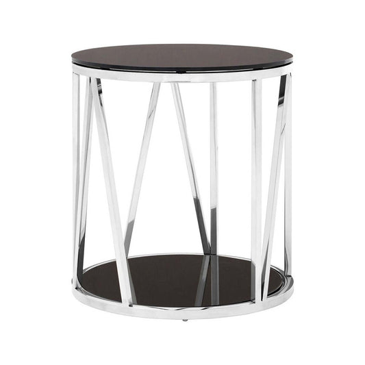 Alvaro Round Chrome Finish Side Table
