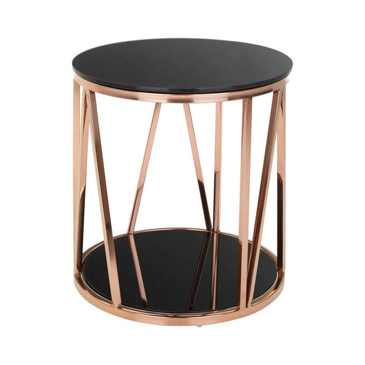 Alvaro Round Rose Gold Finish Side Table