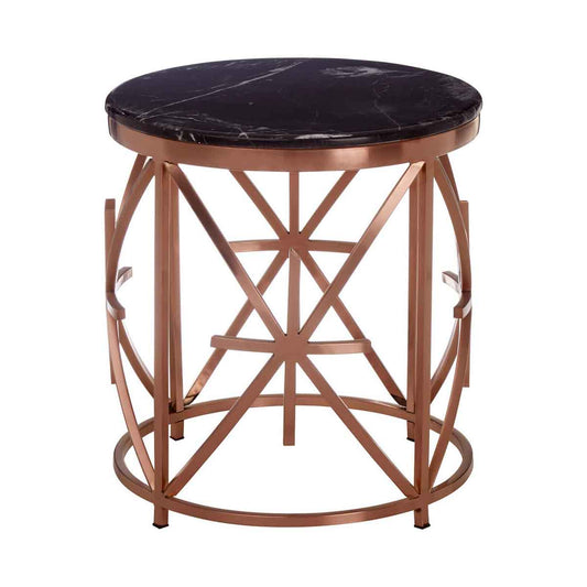 Alvaro Black Marble And Rose Gold Side Table