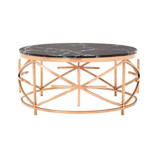 Alvaro Black Marble and Rose Gold Coffee Table