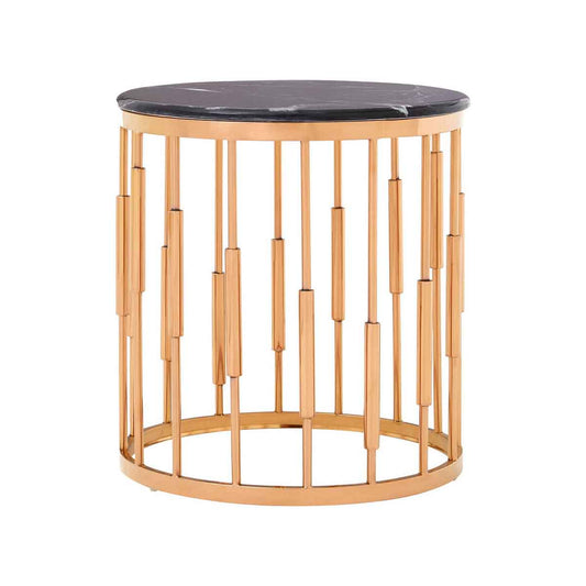 Alvaro Round Copper Finish Side Table