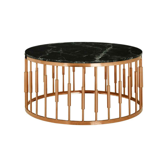 Alvaro Round Marble Top and Rose Gold Coffee Table