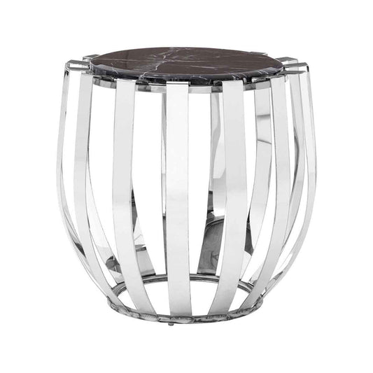 Alvaro Black Marble and Chrome Side Table