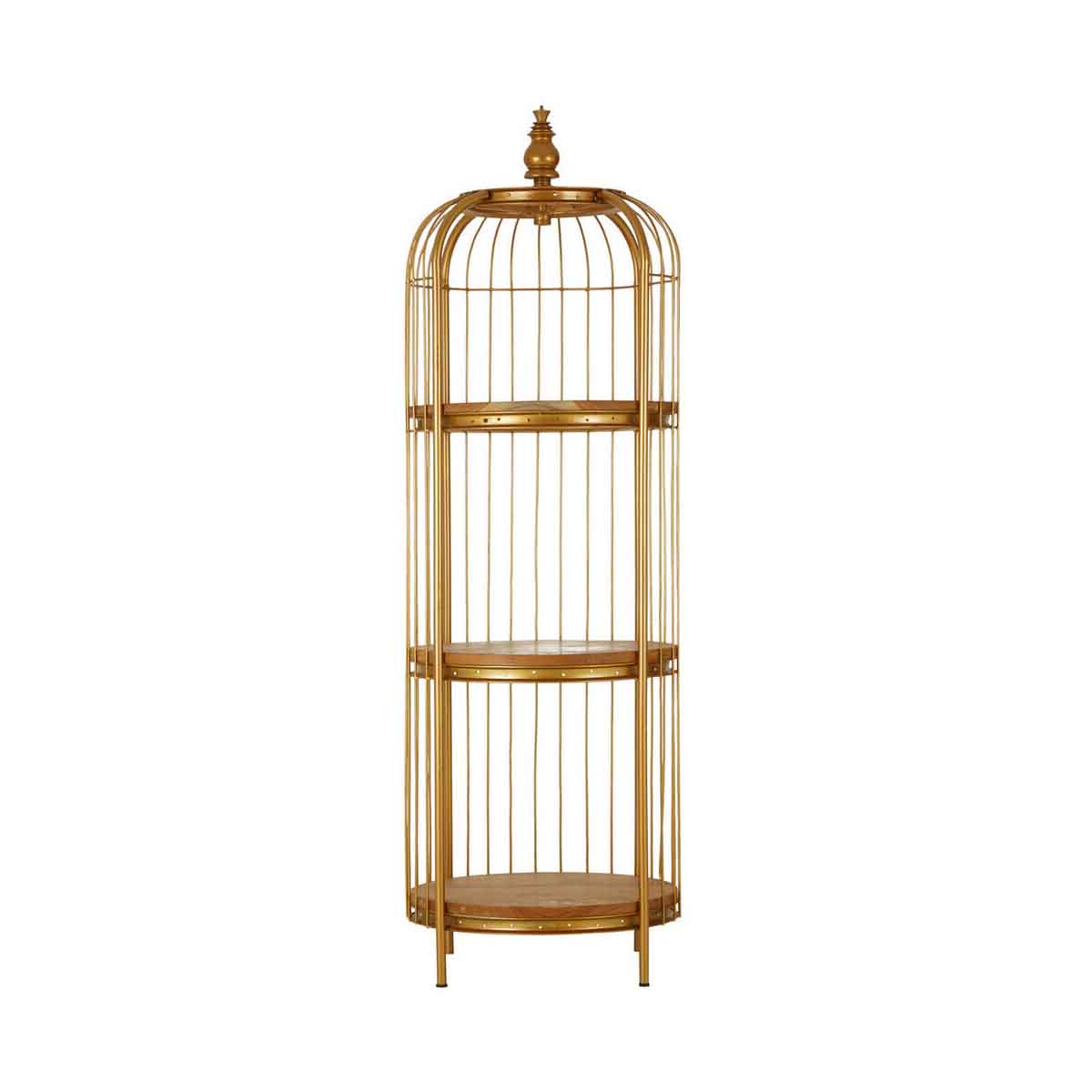 Mantis Medium Gold Finish Birdcage Shelf Unit