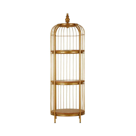 Mantis Medium Gold Finish Birdcage Shelf Unit