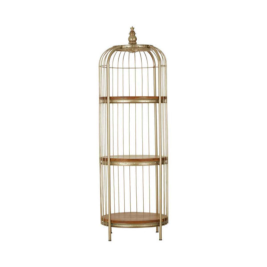 Mantis 3 Tier Champagne Gold Birdcage Shelf Unit