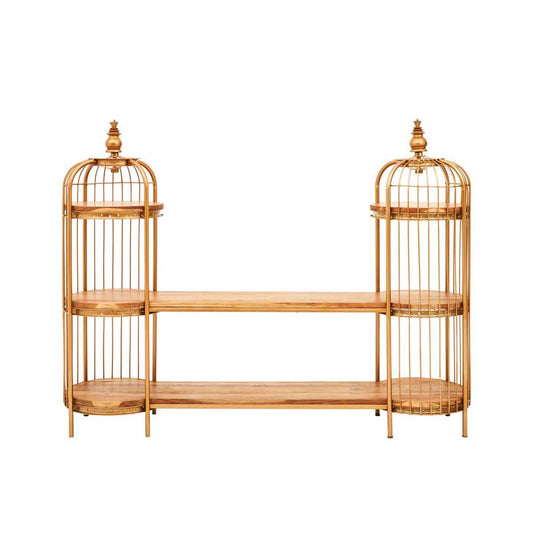 Mantis Long Gold Finish Birdcage Shelf Unit