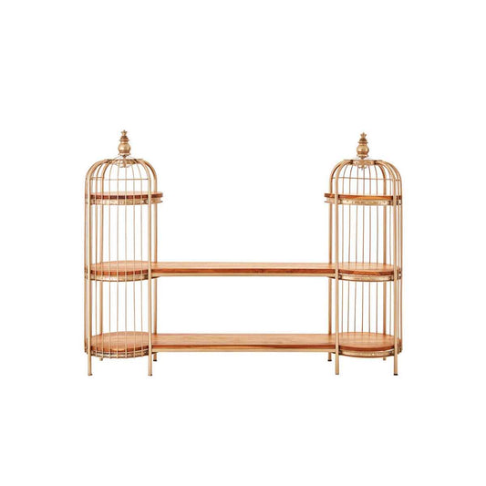 Mantis Champagne Gold Finish Birdcage Shelf Unit