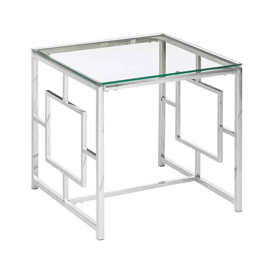Allure Clear Glass And Silver Base End Table