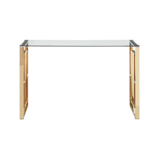 Allure Console Table with Gold Legs and Glass Top