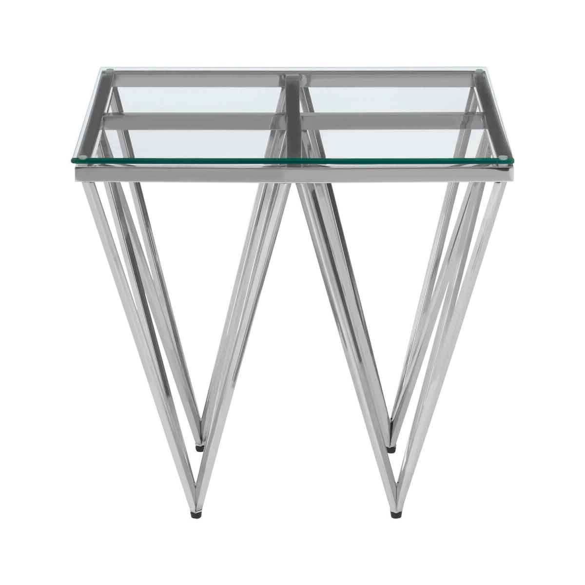 Allure Silver Finish Prismatic Legs End Table