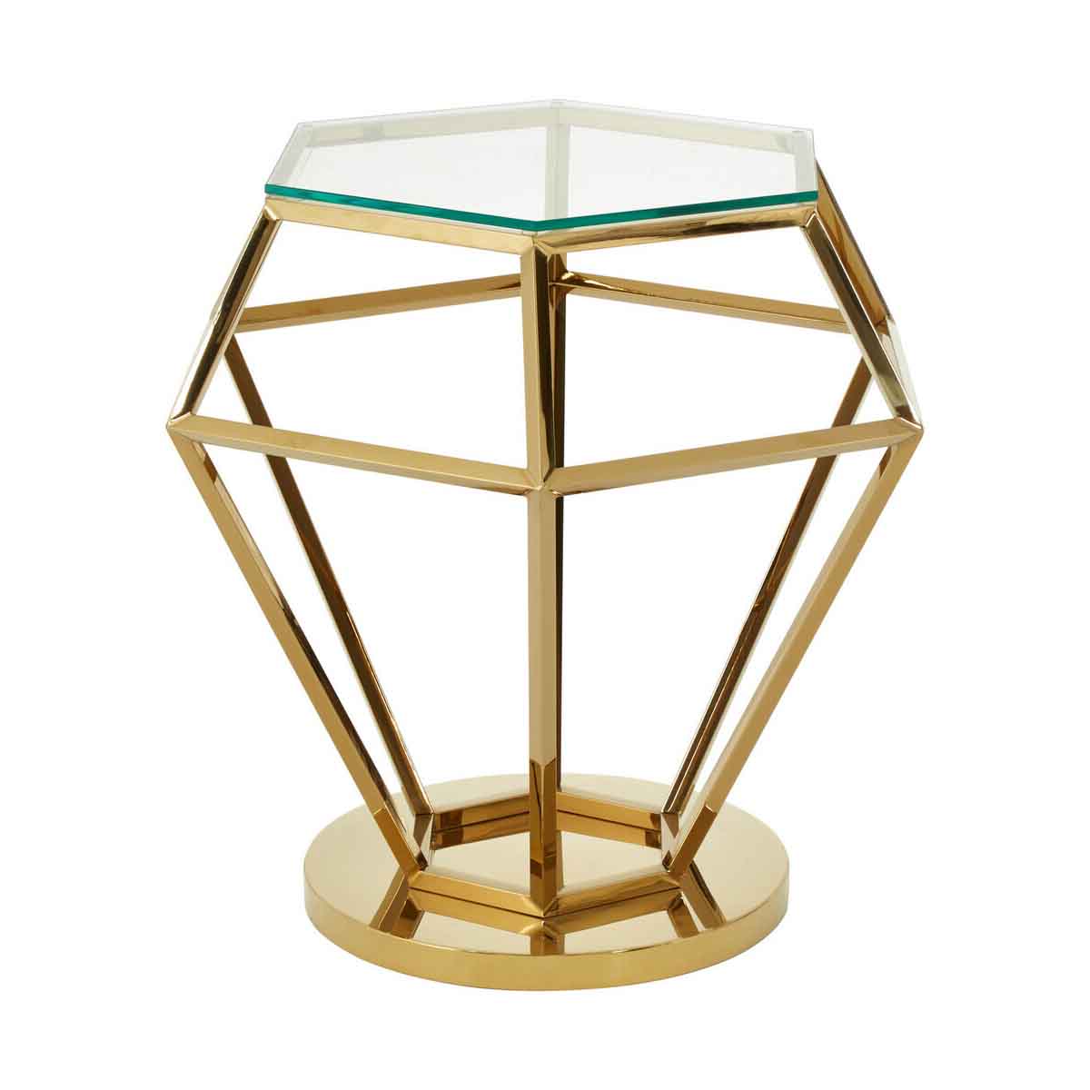 Allure Small Gold Finish Diamond End Table