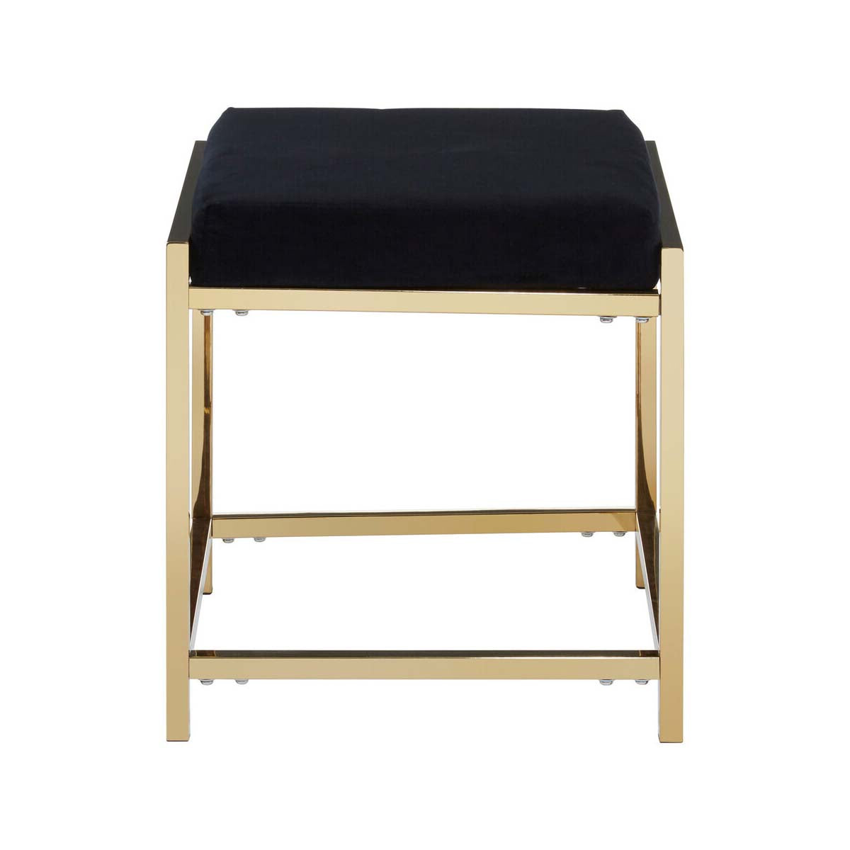 Allure Black Velvet And Gold Finish Stool