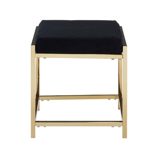 Allure Black Velvet And Gold Finish Stool