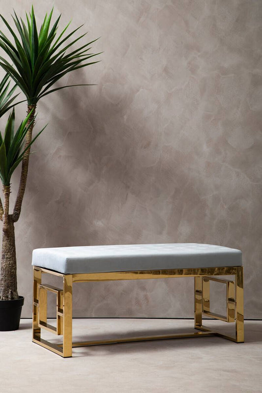 Allure Powder Grey Tufted Bench
