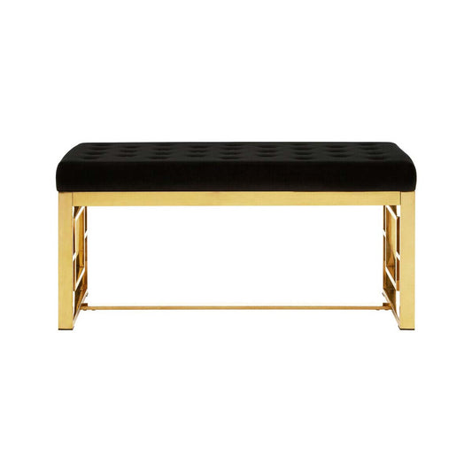Allure Black Velvet and Gold Bench